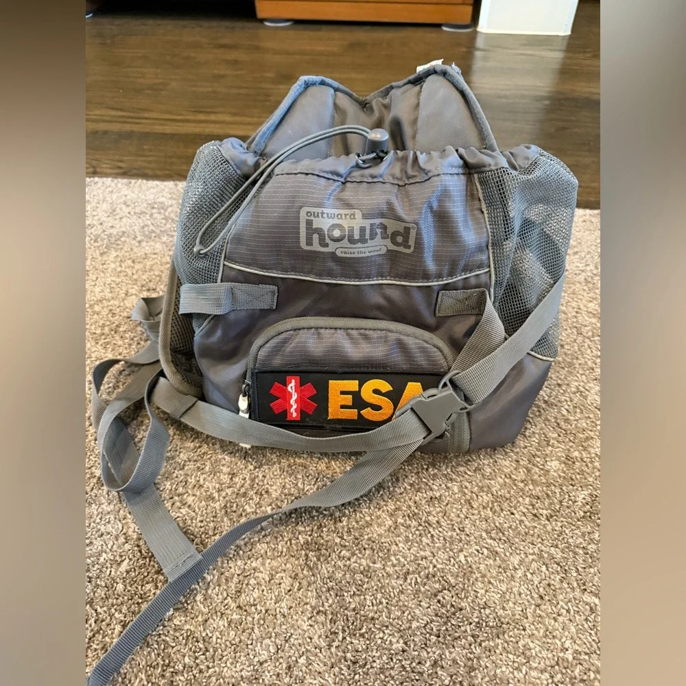 Outward hound front Gray Drawstring Backpack dog carrier